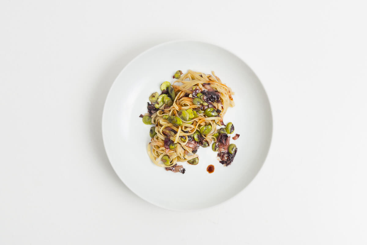 Tagliolini mit Radicchio und Fave